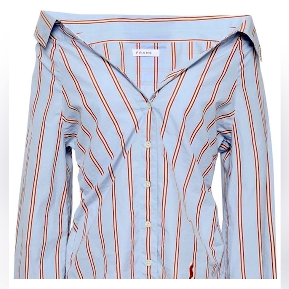 FRAME DENIM off the shoulder striped shirt